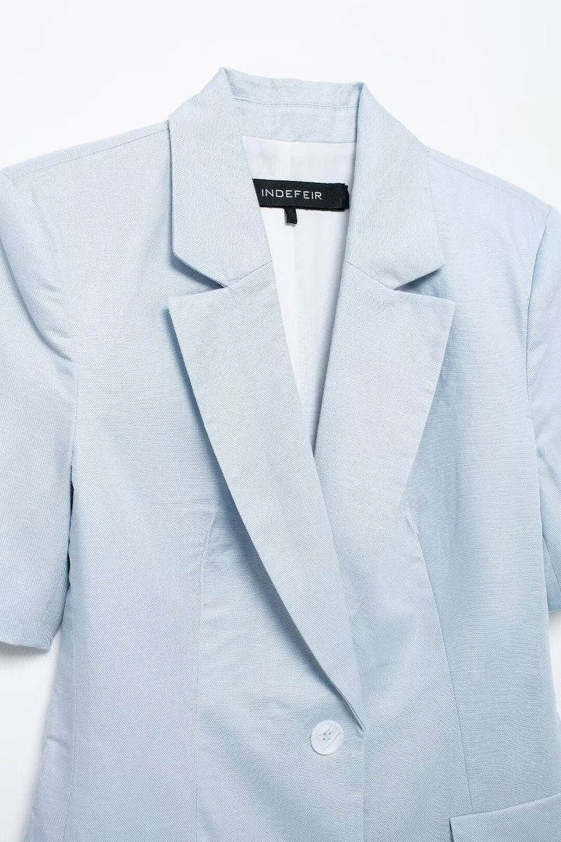 Casaco de pele feminino, novo verão 2024, mistura de linho, manga curta, slim fit_voghion.com