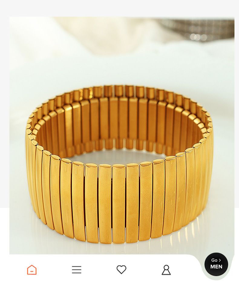 Damen Bijouen Nisch Einfacht Quadratescht Kariert Armband Titanstahl Vergoldet Net-Verblasend Metall Kubanesch Kette Villsäiteg_voghion.com