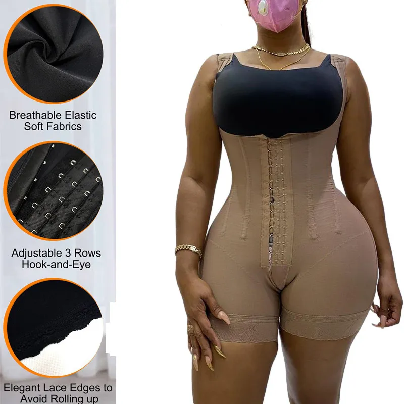 Waist Tummy Shaper Fas Colombianas Reductoras Shapewear Bodysuit Hook Eye Closure Tummy Control Adjustable Crotch Open_voghion.com