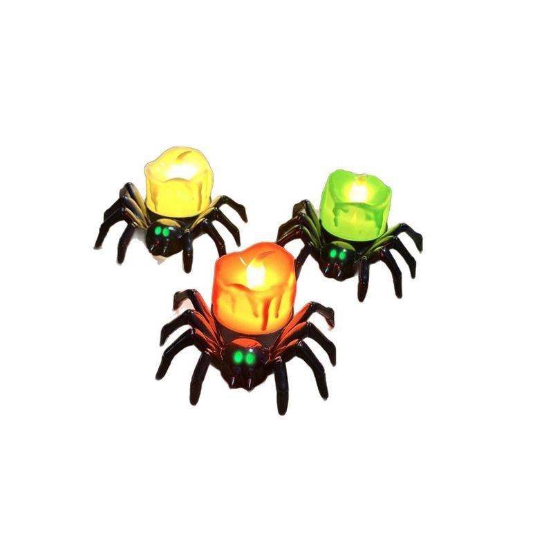 Pumpkin Lantern With Spider - LED Candle Light For Home Porch Decoration, Spooky Party_voghion.com