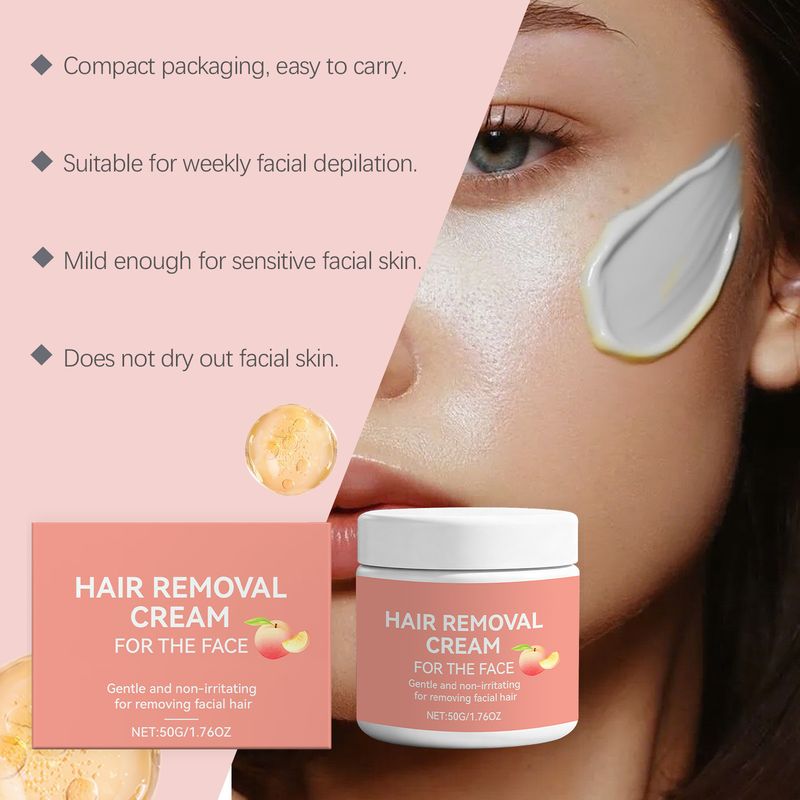 Crème dépilatoire nettoyante quotidienne à la pêche, hydratante, nourrissante et douce pour le visage._voghion.com