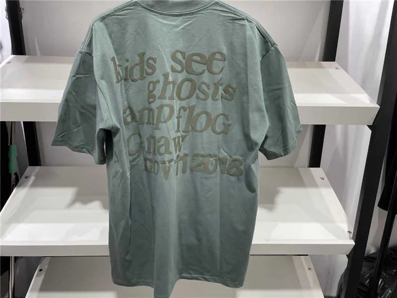 Herren T-Shirts Schaumdruck T-Shirt Männer Frauen Lucky Me I See Ghosts T-Shirt Rosa Herzförmiges Gefühl Tops Sonntagsgottesdienst_voghion.com