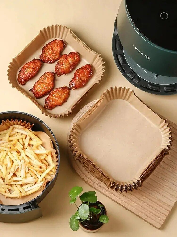 50Pcs Air Fryer Disposable Paper Non-Stick Airfryer Baking Papers Round Air-Fryer Paper Liners Paper Kitchen Accessories_voghion.com