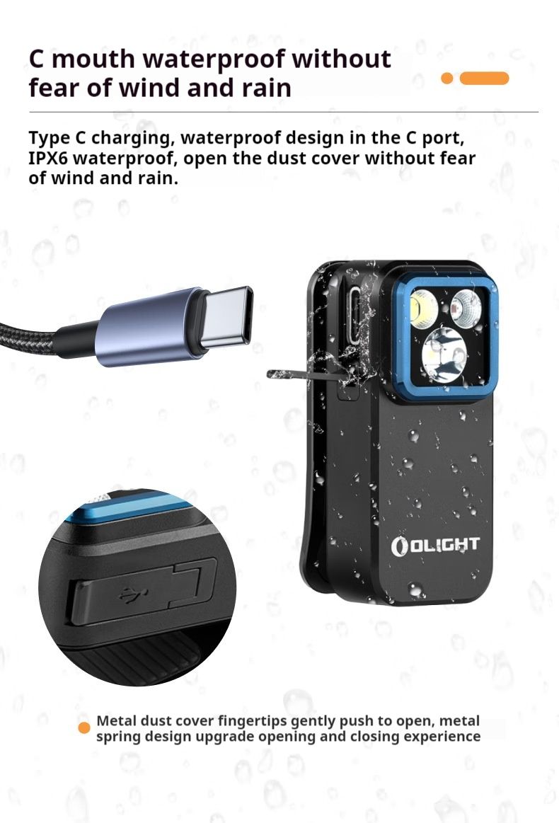 Oclip Pro With Three Source Clip On Light Spot, Flood Red Light, Portable Mini Flashlight_voghion.com