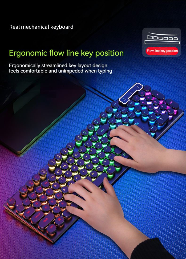 EWEADN GX330 Gaming Keyboard Wired, LED Backlight, Full-size Office Keyboard, Ergonomic, Games, Office, Window/laptop/pc_voghion.com