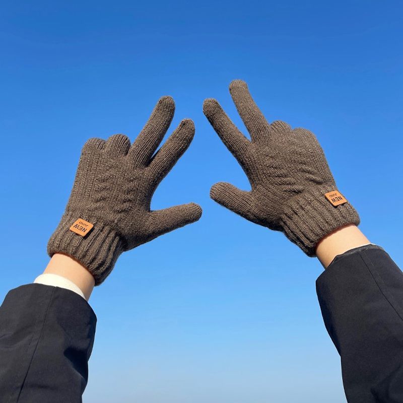 New Touch Screen Gloves Men's Winter Warm Plus Fleece Thickened Wool Knitted Men's Cold-proof Gloves Fashion_voghion.com