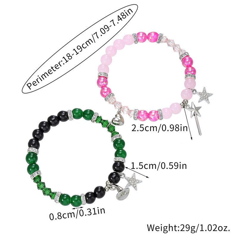 Bracelet créatif en perles artisanales Wicked, chapeau de sorcière et baguette magique de princesse, assorti à tout_voghion.com
