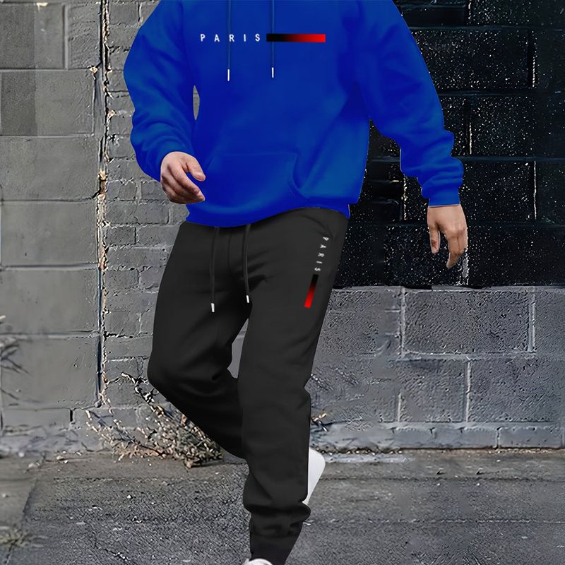 Pullover-Hoodie-Sweatshirt-Set für Herren mit aufgedrucktem Logo – Langarmoberteil und Jogginghose, entspannte Passform, mehrfarbige Optionen_voghion.com