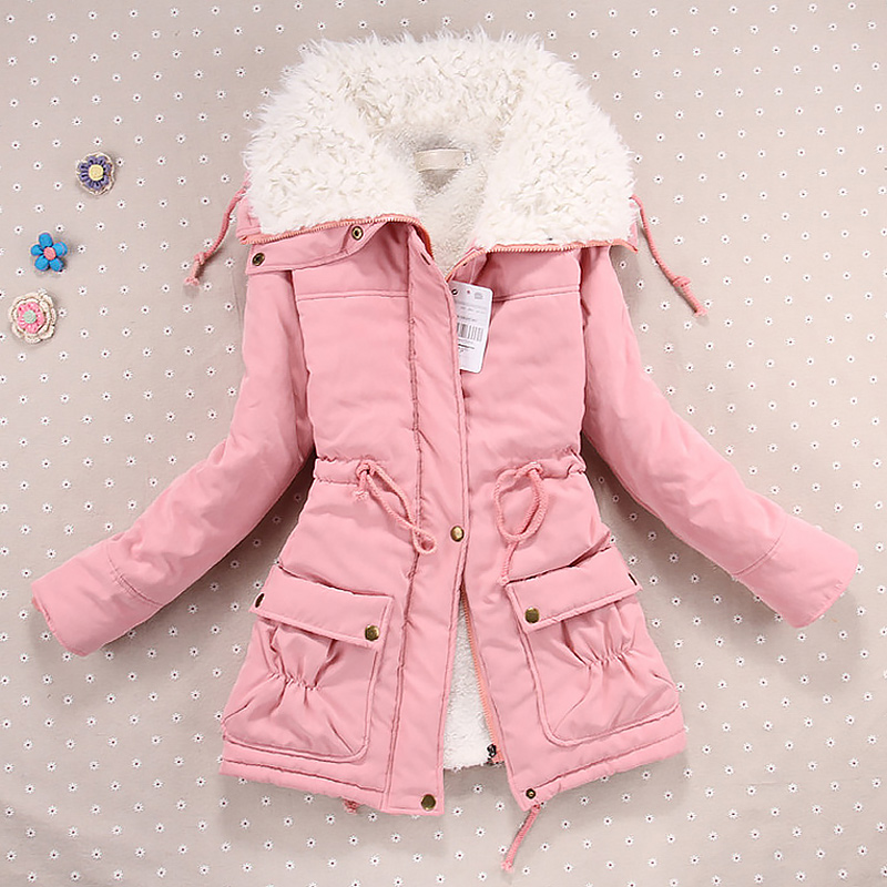 Giacca invernale da donna addensata piumino lungo con cappuccio cappotto da donna slim fit colletto in pelo imbottito in cotone cappotto da donna_voghion.com