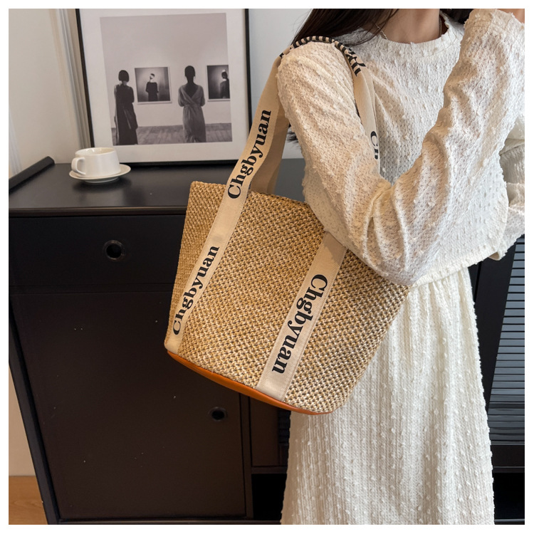 Borsa a tracolla alla moda da donna, borsa a secchiello per le vacanze di grande capacità_voghion.com