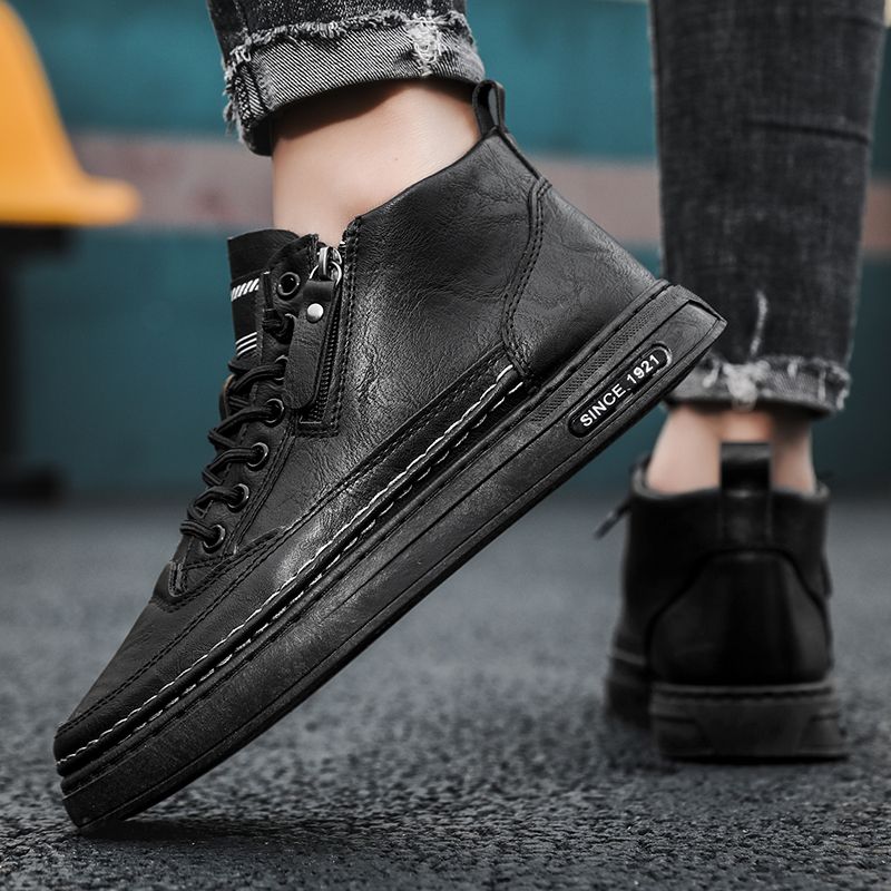 Neu Leder Frühling herren Schuhe High-top herren Erhöhung Werkzeug Martin Stiefel_voghion.com
