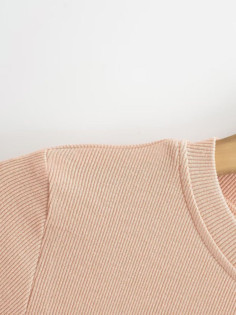 Spring New Women's Round Neck Pullover Slim Fit T-shirt Top C76179_voghion.com