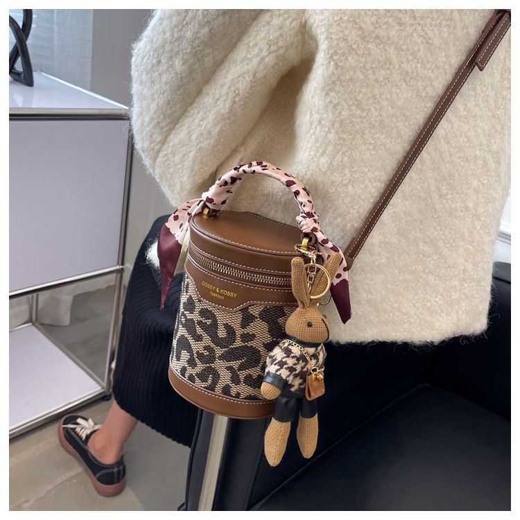 CEEKAY Mini Women's New Fashion Crossbody High Quality Chessboard Checkered Cylinder Bucket Bag_voghion.com