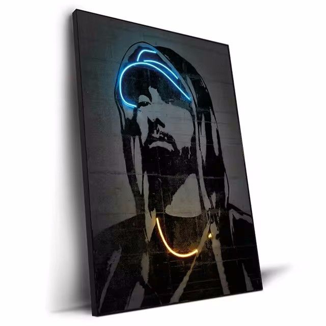 New Abstract Neon Light Design Rapper Poster Hip Hop Wall Art Graffiti Decorative Painting_voghion.com