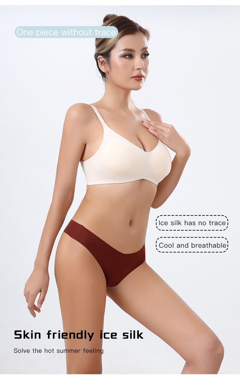 Women's Intimates Ice Silk Underwear For Women Full Cotton Crotch Low Waist Sexy Skin Friendly Solid Color Large Size Briefs_voghion.com