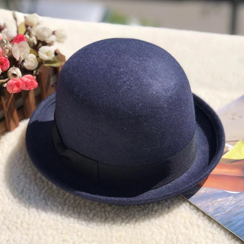 retro British woolen hat with small edge and curled edge trendy wool hat, versatile fashionable top hat_voghion.com