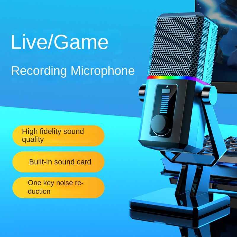 【Live Streaming Essential】ShineK Professional USB Noise-Canceling Microphone One-Click Mute Cardioid Pickup Pattern RGB Colorful Light | Plug and Play_voghion.com