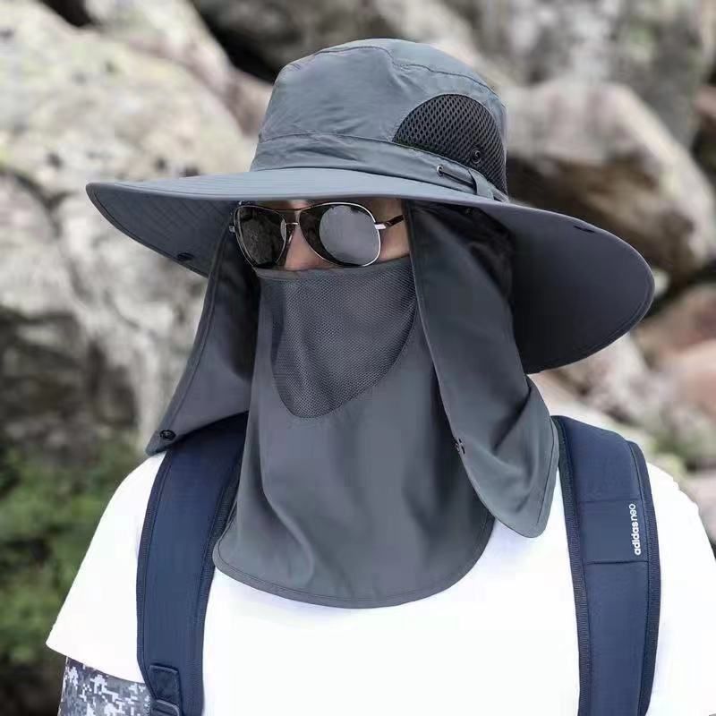Pălărie de pescuit pentru bărbați de vară, cu boruri largi și protecție UV, pălărie, husă de călătorie, pălărie de pescuit pentru față și gât_voghion.com