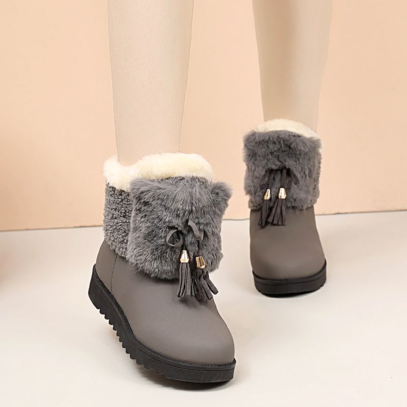 Women's Winter Snow Boots - Insulated Short Ankle Booties With Faux Fur Lining, Slip-On Casual Shoes For Women, Comfortable & Warm_voghion.com