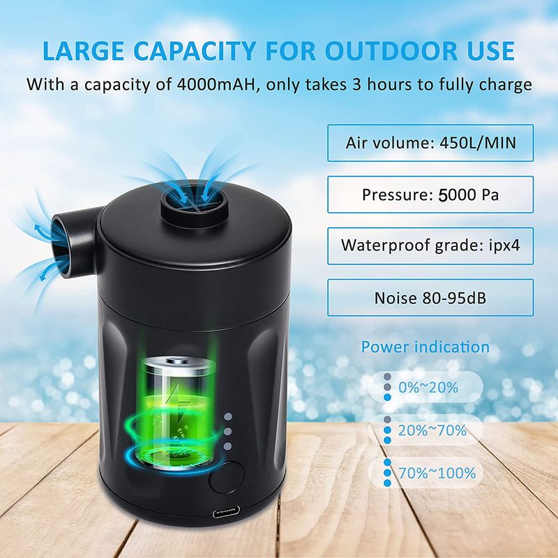 Pompa gonfiabile Pompa portatile a batteria Pompa per piscina senza fili per esterni Barca gonfiabile Letto gonfiabile Sacca di compressione sottovuoto Pompa per aria_voghion.com