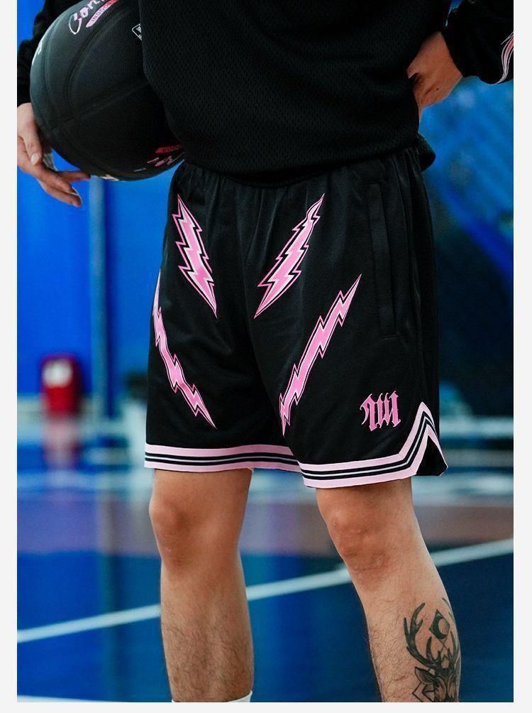 Short Street American, pantalon de fitness et d'entraînement de basket-ball, broderie en maille à séchage rapide, longueur genou_voghion.com