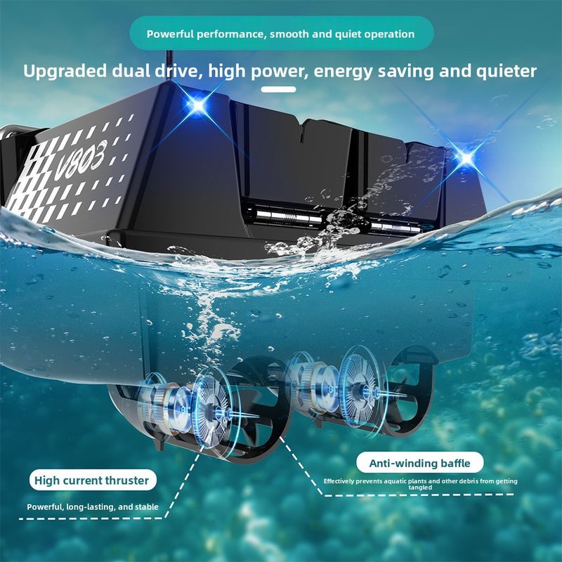 V803GPS New Model Remote Control Boat Electric Four Bait Compartments Dual Antenna 200 Fishing Points With Fish Finder_voghion.com