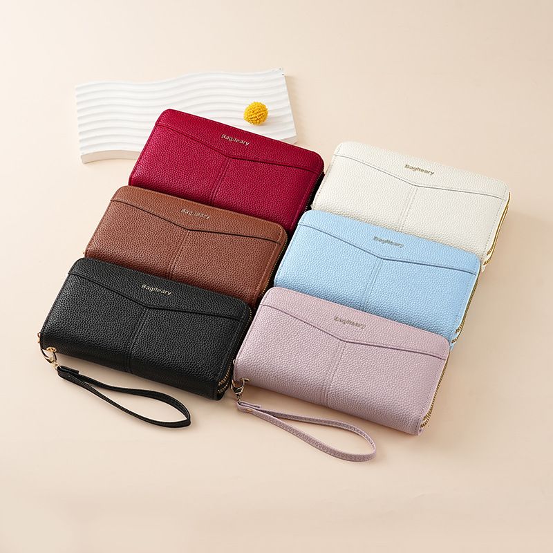 Women's Long Wallet, Clutch Bag, Double Zipper Change Bag, Lychee Pattern Women's Wallet._voghion.com