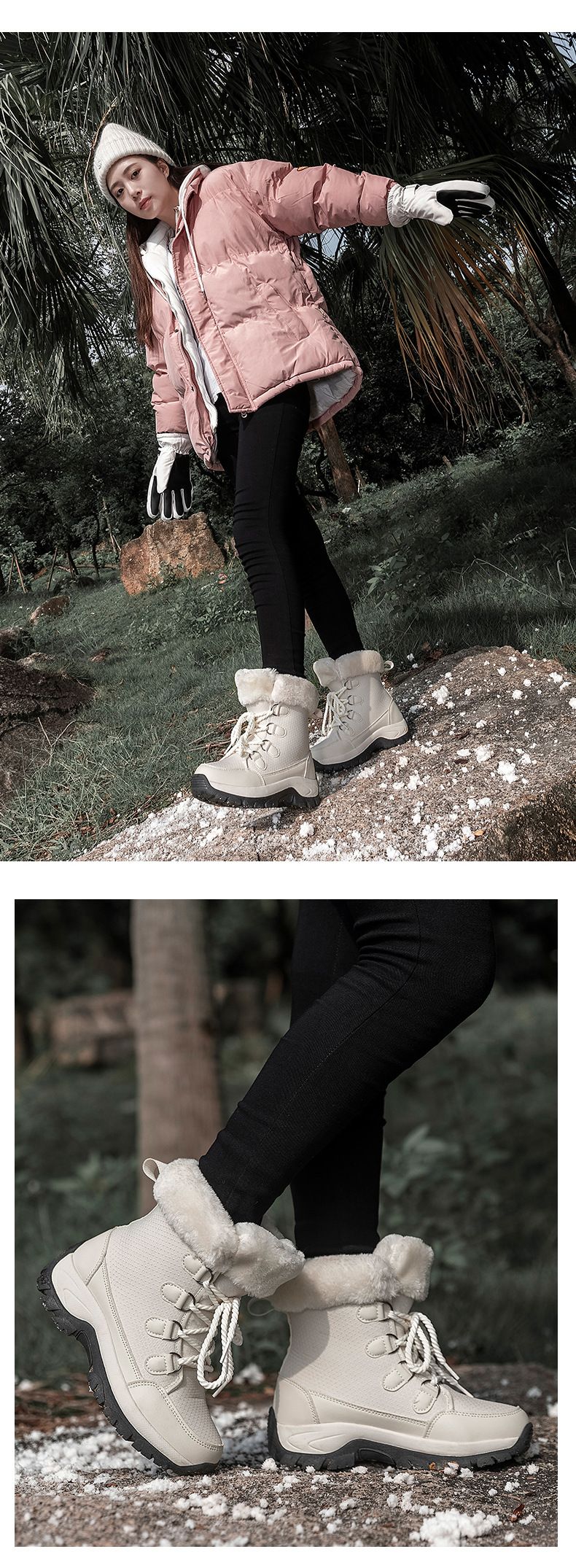 Ski Boots Couple Snow Boots High Top Plus Velvet Thickened Men And Women Waterproof Non Slip Warm Hiking Shoes_voghion.com