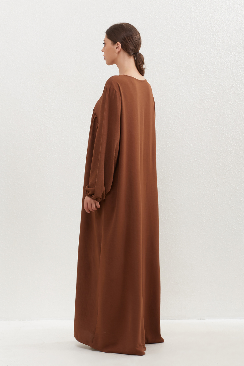Women's Clothing Two Piece Set Solid Color Headscarf Robe Dress Ethnic Style_voghion.com