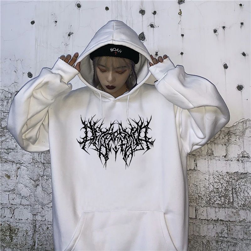 Abbigliamento maschile Felpa con cappuccio oversize gotica Felpa a maniche lunghe Estetica Hip Hop Retro Amici Outfit_voghion.com