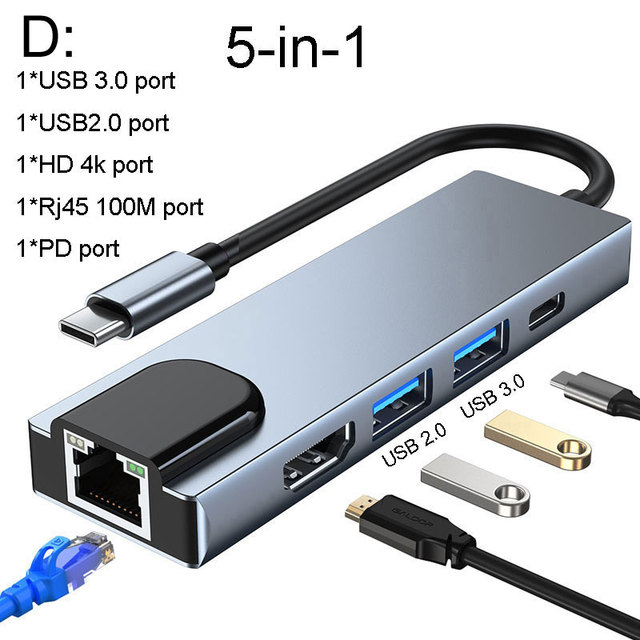 Mosible USB C Hub zu HDMI-kompatibler Rj45 VGA Adapter OTG Thunderbolt 3 Dock mit PD TF SD Jack3,5mm für MacBook Pro/Air M1 M2_voghion.com