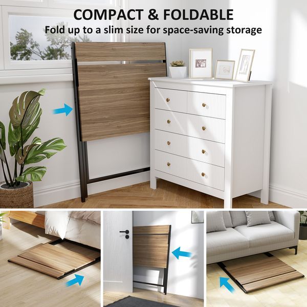 HOMCOM Folding Computer Desk, 32' Foldable Desk With Monitor Shelf For Small Space, Home Office, Study, Easy Assembly, Walnut_voghion.com
