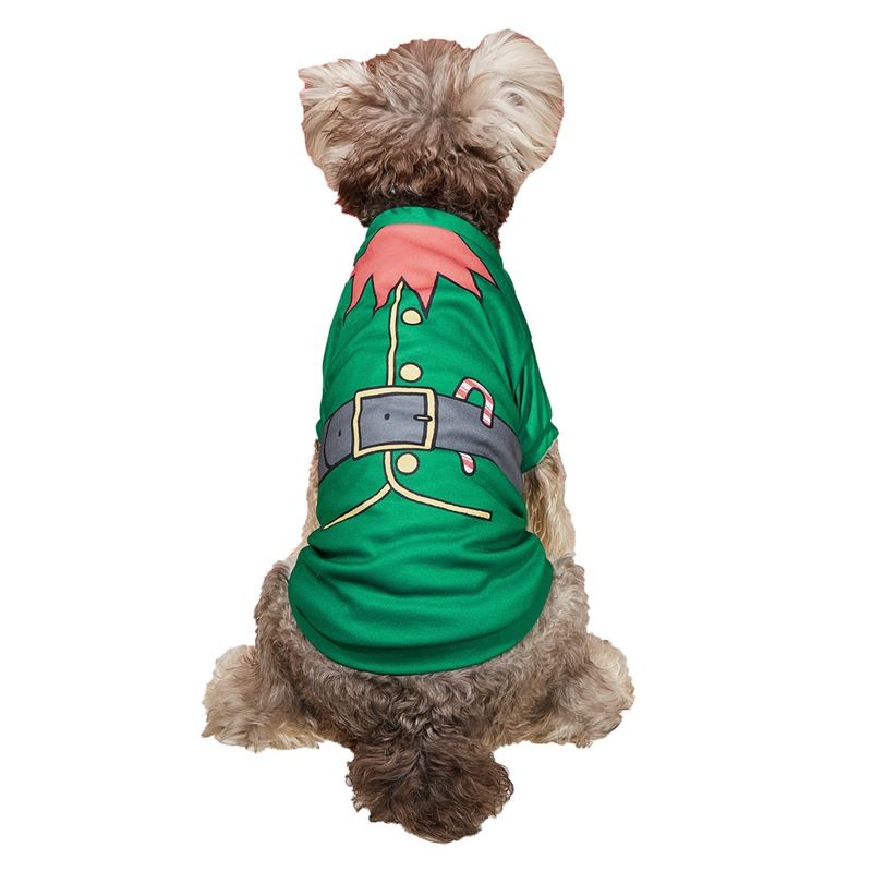 Ubranka dla psa na Boże Narodzenie Święty Mikołaj Czerwony Zielony cienki oddychający T-shirt dla zwierząt Teddy mały szczeniak Sznaucer ubranka dla psa_voghion.com