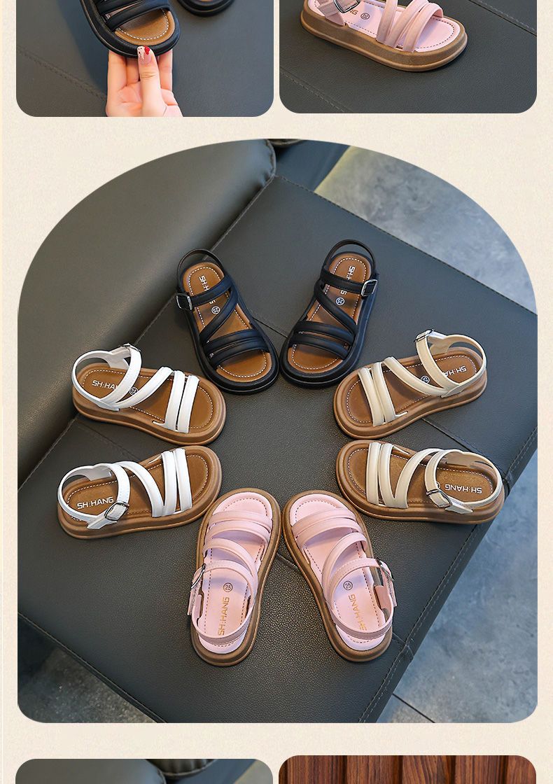 Sandali per bambine con punta aperta, temperamento estivo, nuova moda, scarpe da principessa, studenti, carini, versatili, sandali stranieri_voghion.com