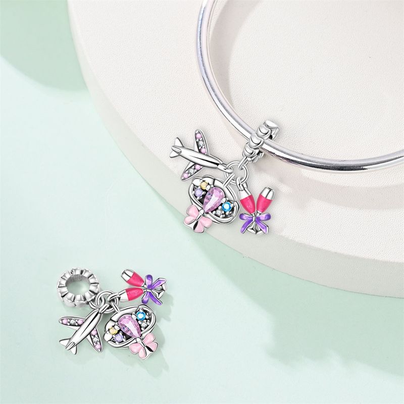 Women's Jewelry Travel Style Summer Cocktail Bag Charm Beads DIY Jewelry Accessories Bracelet Copper Plated Silver_voghion.com