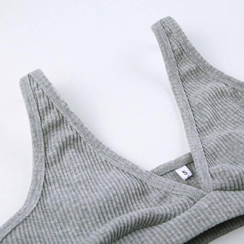 Women's Clothing Solid color knitted zipper hooded cardigan sweatshirt V neck triangle cup bra high waisted tight shorts casual three piece set_voghion.com