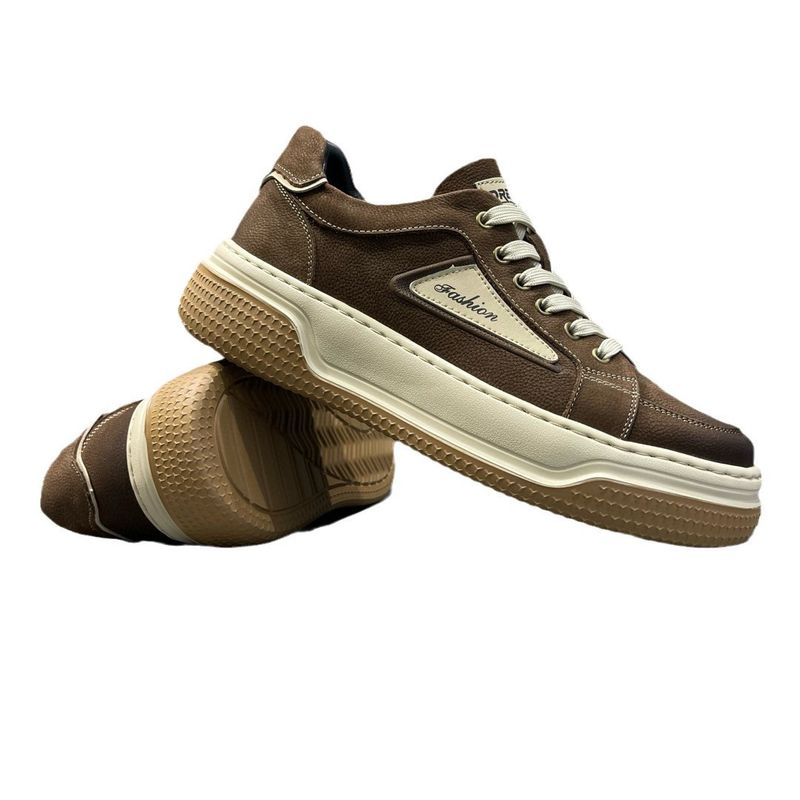 Sneakers da uomo in pelle per la primavera, scarpe sportive con suola spessa, alla moda e versatili, scarpe casual basse_voghion.com