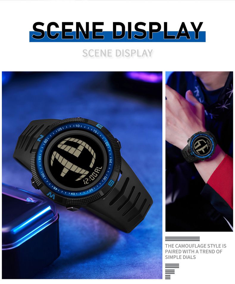 Digital Sports Watch With LED Backlight, Stopwatch, Alarm, Waterproof 50M, Shockproof, Date Display For Outdoor, Running, Gym, Hiking_voghion.com