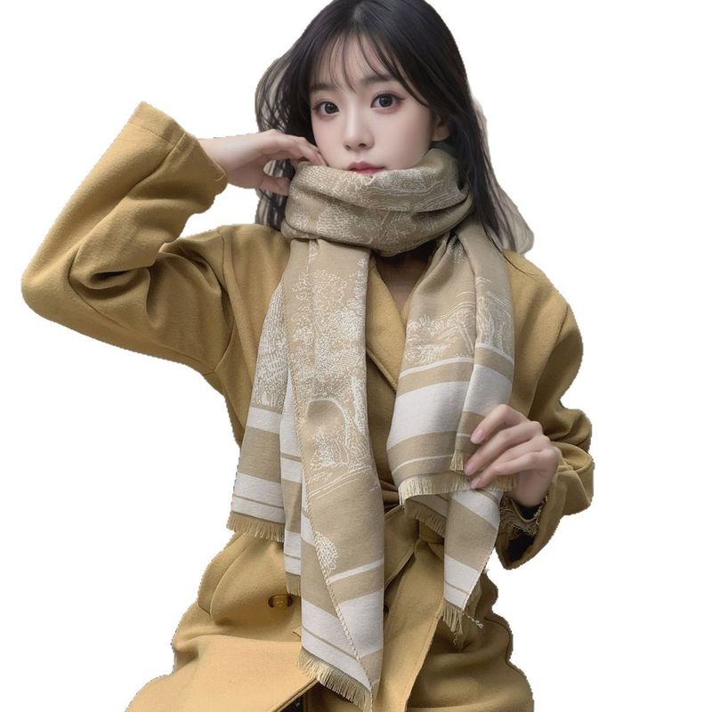 Neu für Damen Winter 2025: Doppelseitiger, langer, schlichter, vielseitiger, warmer Schal/Halstuch für reife Damen, in Schwarz und Weiß erhältlich._voghion.com