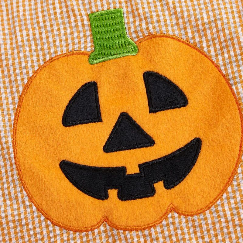 Halloween Baby Romper Sleeveless Jumpsuit With Pumpkin Embroidery - Snap Button Shoulder Design For Boys & Girls (0-18M)_voghion.com