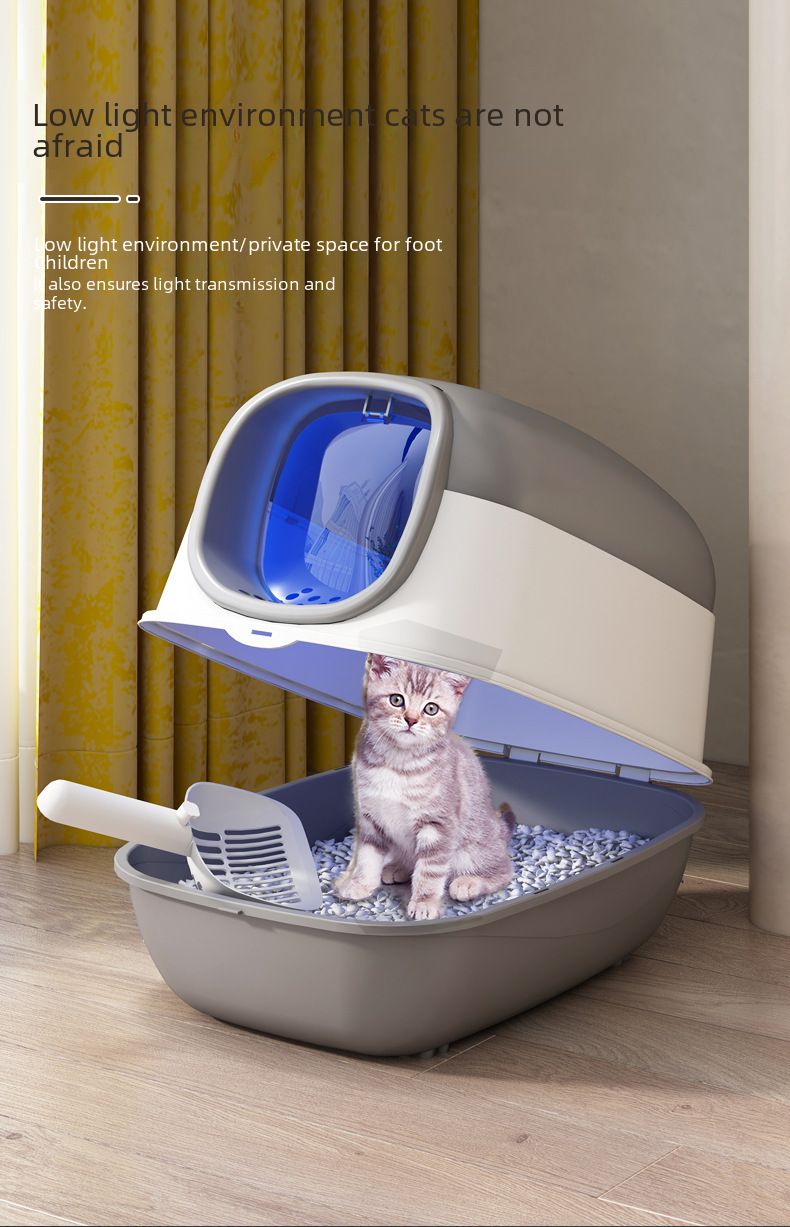 Caja de arena para gatos de gran tamaño, totalmente cerrada, plegable, inteligente, con esterilización y desodorante, venta al por mayor_voghion.com
