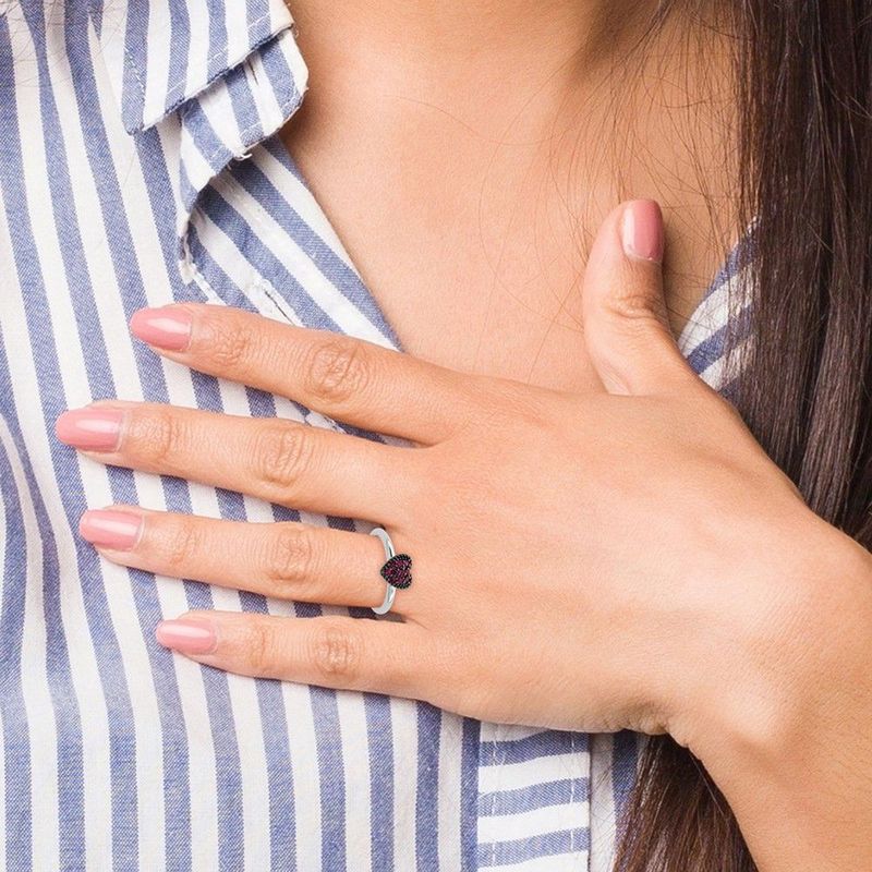 Sterling Silver Stackable Expressions Cr Ruby Heart Ring_voghion.com