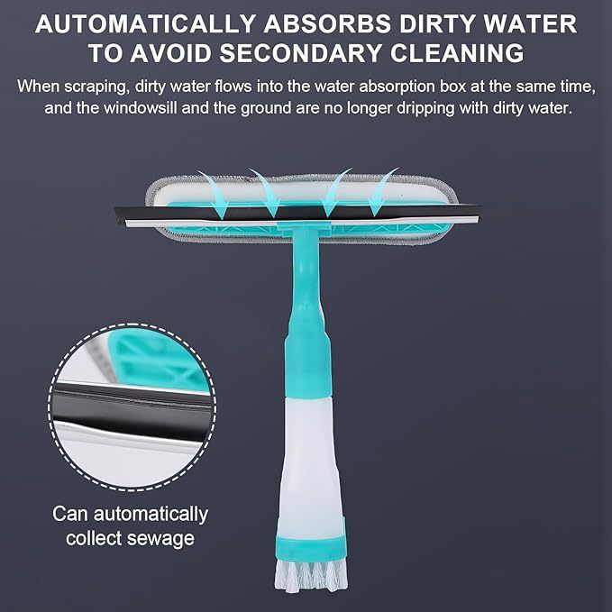 4-in-1 Scraper Sprayer Multi-Functional Window Cleaning Tool And Plush Glass Brush_voghion.com