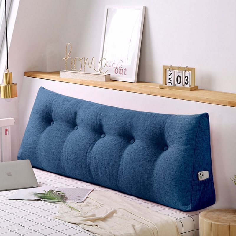 SOGA 2X 100cm Blue Triangular Wedge Bed Pillow Headboard_voghion.com
