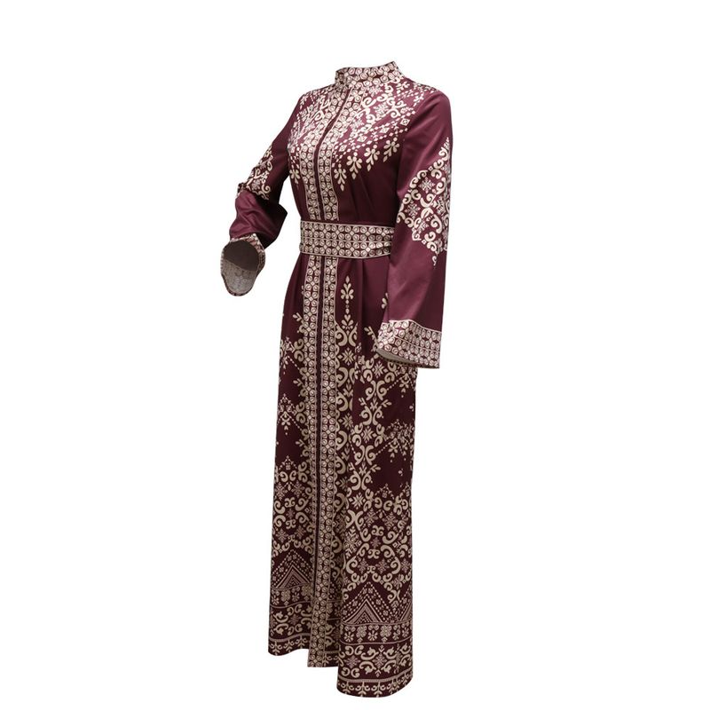 Ubrania damskie nowy nadrukowany szlafrok z zamkiem błyskawicznym sukienka w stylu etnicznym_voghion.com