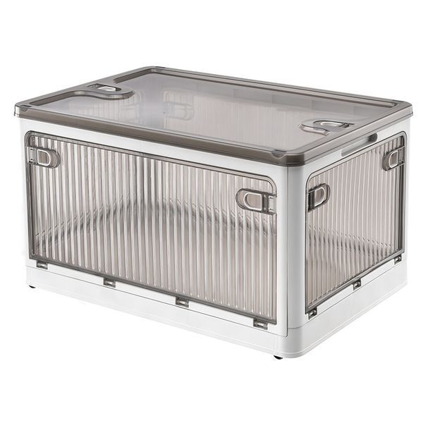 Foldable Storage Bins With Lid 4 Doors Collapsible Stackable Closet Organizer Containers With Lock 4Pcs Wheels_voghion.com