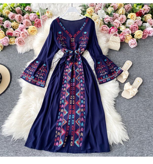 Damen-Pendlerkleid mit V-Ausschnitt und geteilter Taille_voghion.com