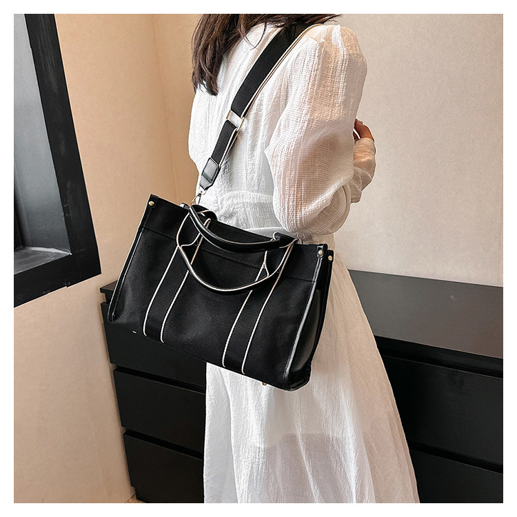 Japan and South Korea Foreign Trade Canvas Bag Women 2023 New Trendy Fashion handbag niche hit color commuting shoulder Messenger bag_voghion.com