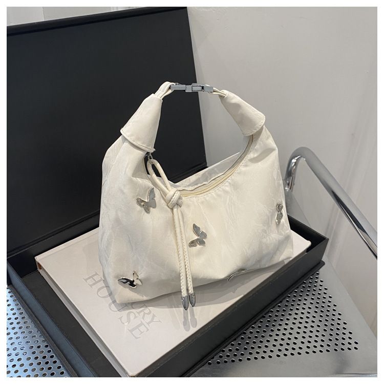 Borsa a tracolla a farfalla metallizzata alla moda in stile Ins, morbida in PU, modello Crescent 2024, da donna, estate_voghion.com