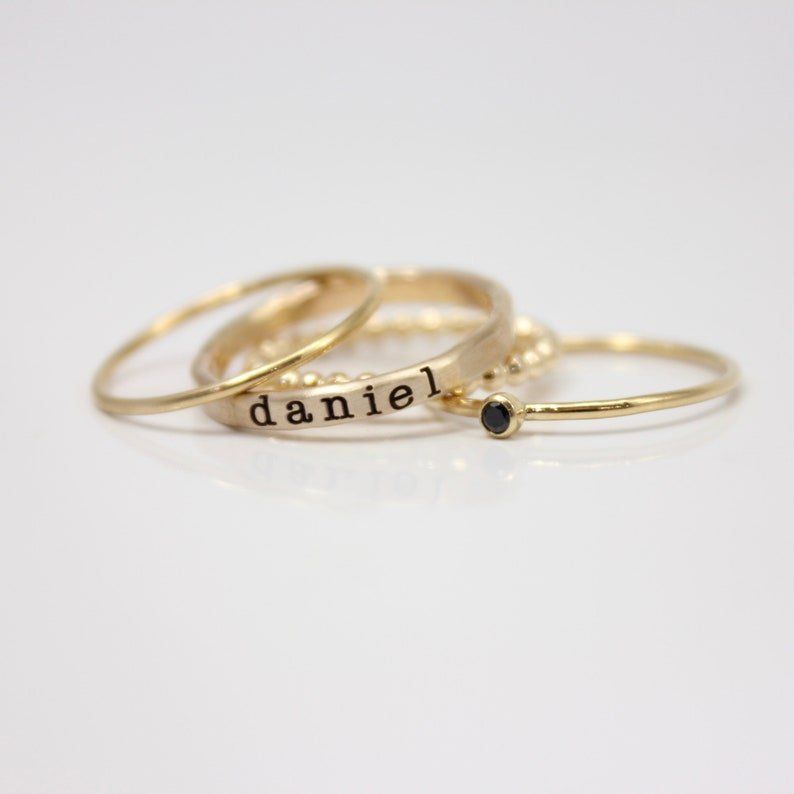 Valentine's Mother's Day 12 Color Birthstone Combination Ring Set Personalized Name Engraving_voghion.com